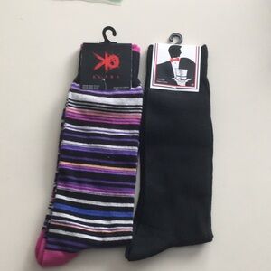 Men's Striped and Solid Socks - Black and Purple